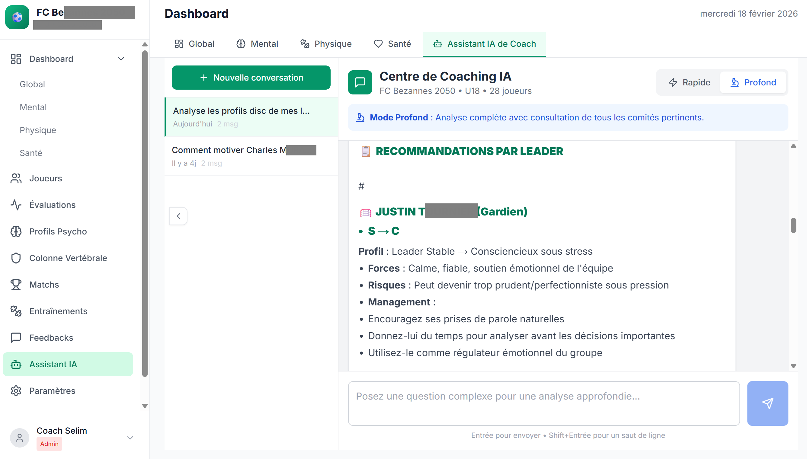 Assistant IA FOOTUR — Intelligence comportementale en langage naturel